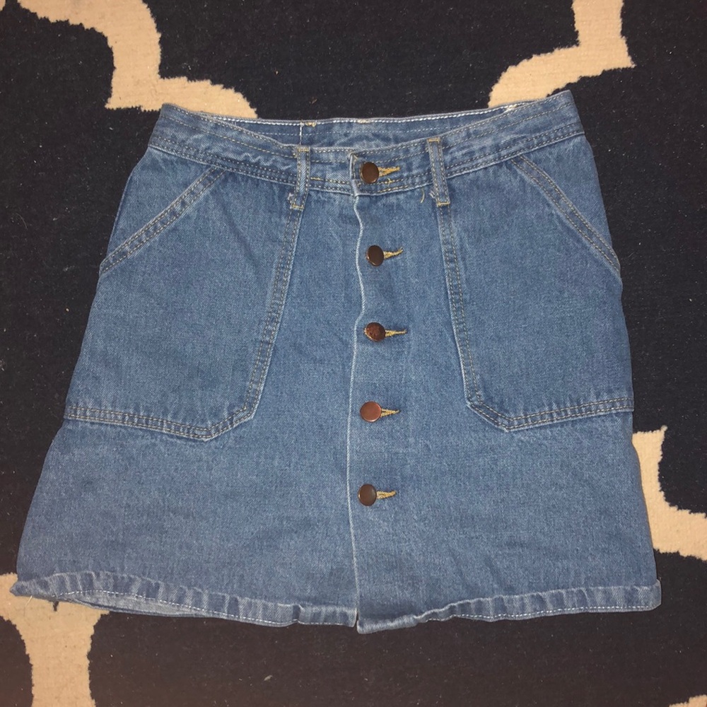 Romwe Button Up Jean Skirt